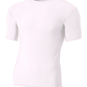 White A4 A4 Youth Short Sleeve Compression Crew