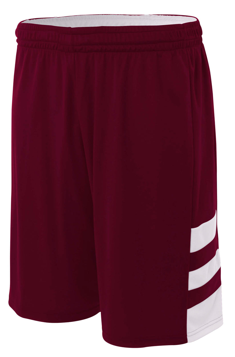 Maroon White A4 Reversible Speedway 8" Short
