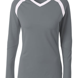 Graphite/white A4 A4 Youth Ace Long Sleeve Volleyball Jers