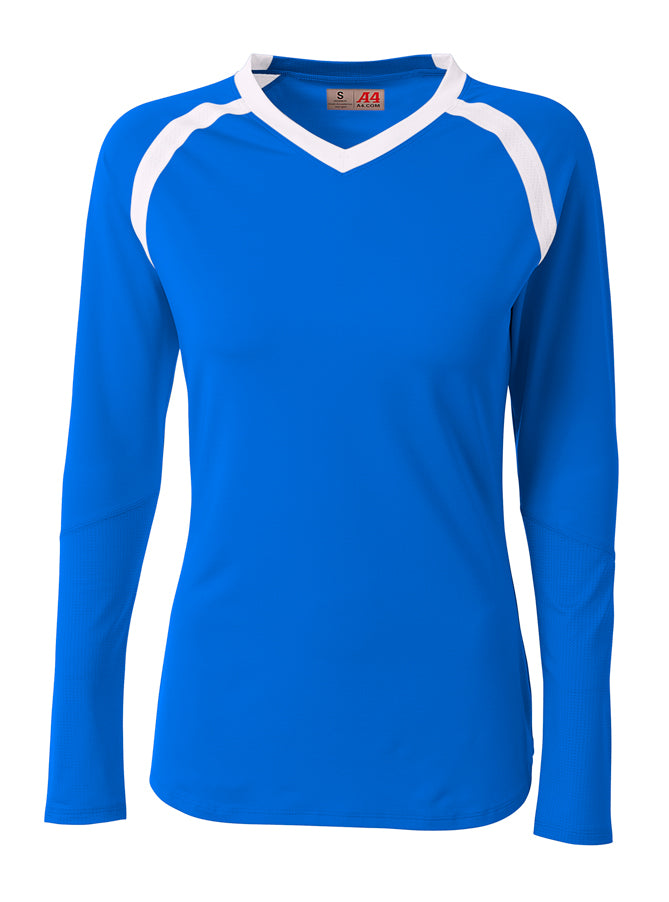 Royal/white A4 A4 Youth Ace Long Sleeve Volleyball Jers
