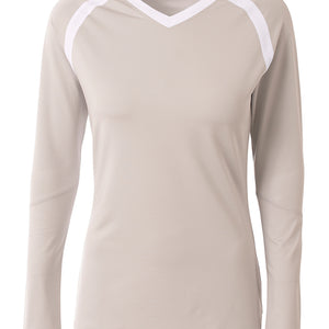 Silver/white A4 A4 Youth Ace Long Sleeve Volleyball Jers