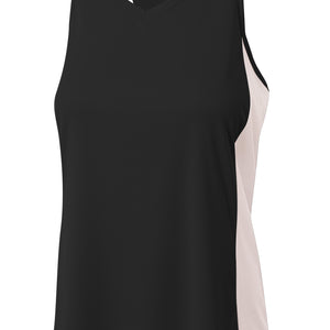 Black/white A4 A4 Pacer Singlet With Racerback