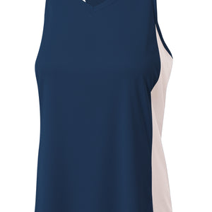 Navy/white A4 A4 Pacer Singlet With Racerback