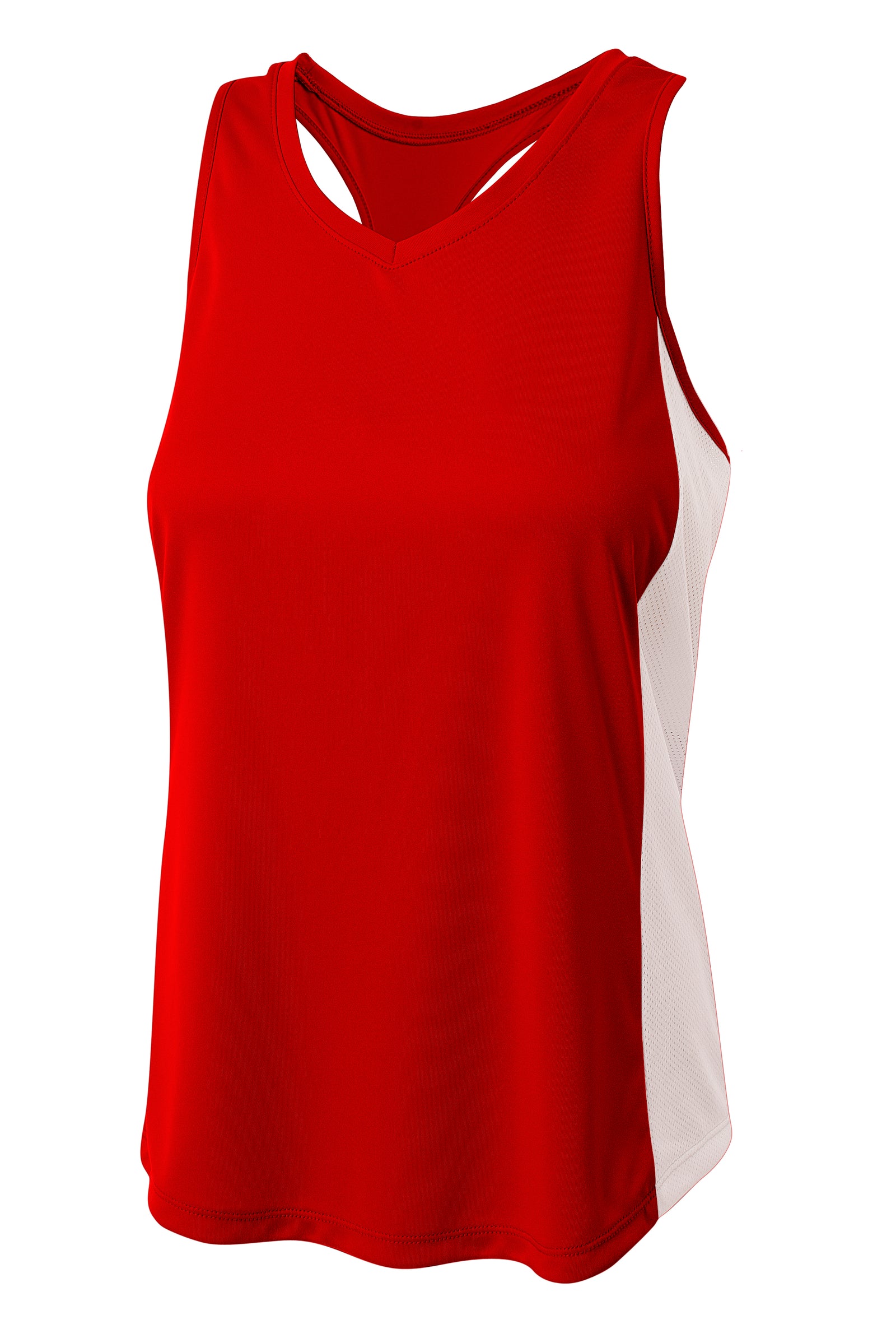 Scarlet/white A4 A4 Pacer Singlet With Racerback