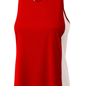 Scarlet/white A4 A4 Pacer Singlet With Racerback