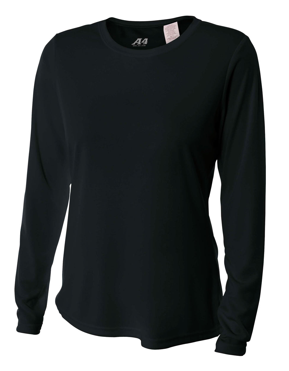 Black A4 Long Sleeve Cooling Performance Crew