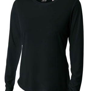 Black A4 Long Sleeve Cooling Performance Crew