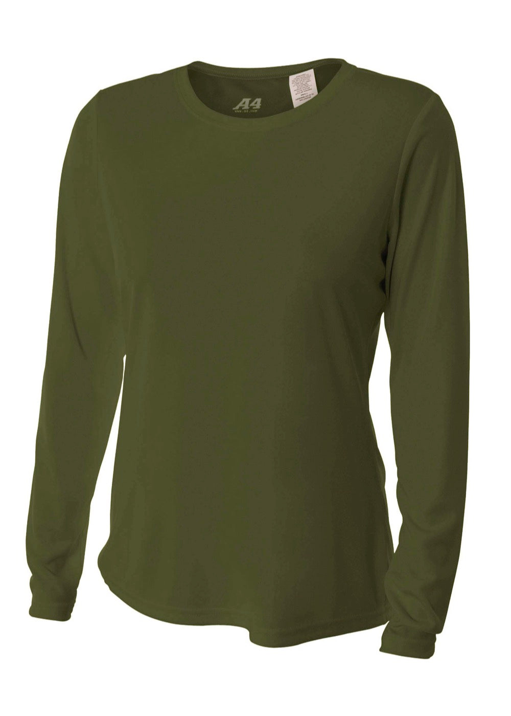 Military-green A4 Long Sleeve Cooling Performance Crew
