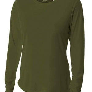 Military-green A4 Long Sleeve Cooling Performance Crew