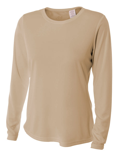 Sand A4 Long Sleeve Cooling Performance Crew
