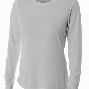 Silver 2011 A4 Long Sleeve Cooling Performance Crew