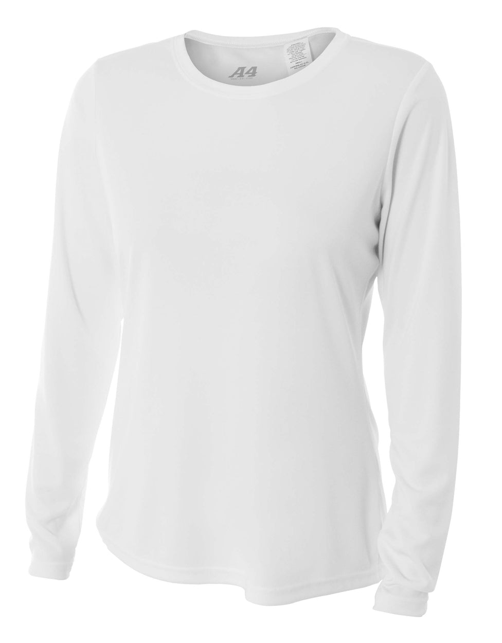 White A4 Long Sleeve Cooling Performance Crew
