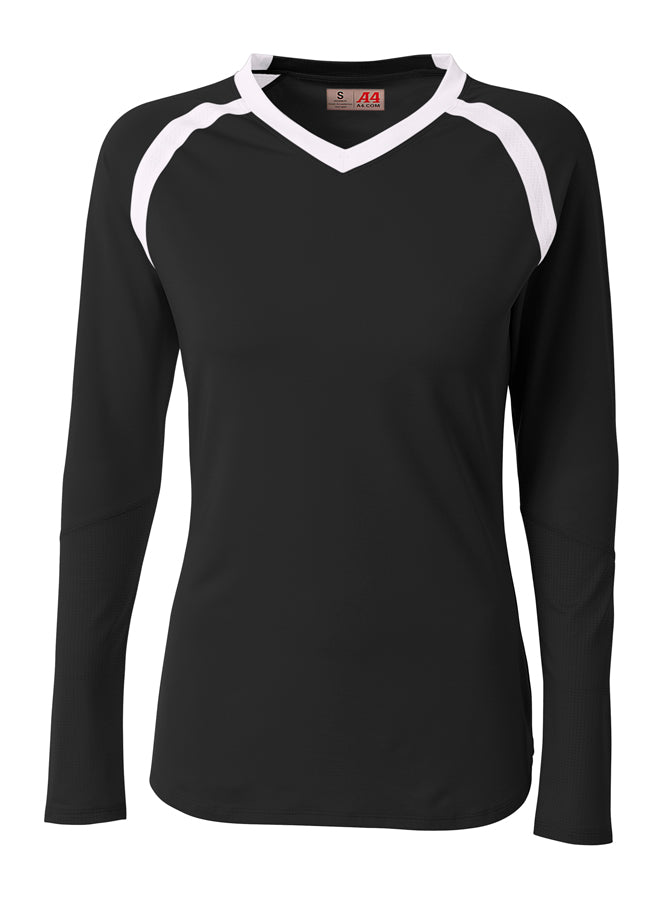 Black/white A4 A4 Ace Long Sleeve Volleyball Jersey