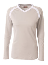 Silver/white A4 A4 Ace Long Sleeve Volleyball Jersey