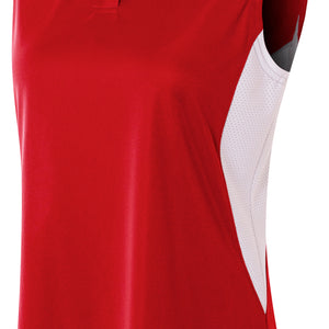 Scarlet/white A4 Sleeveless Contrast Henley