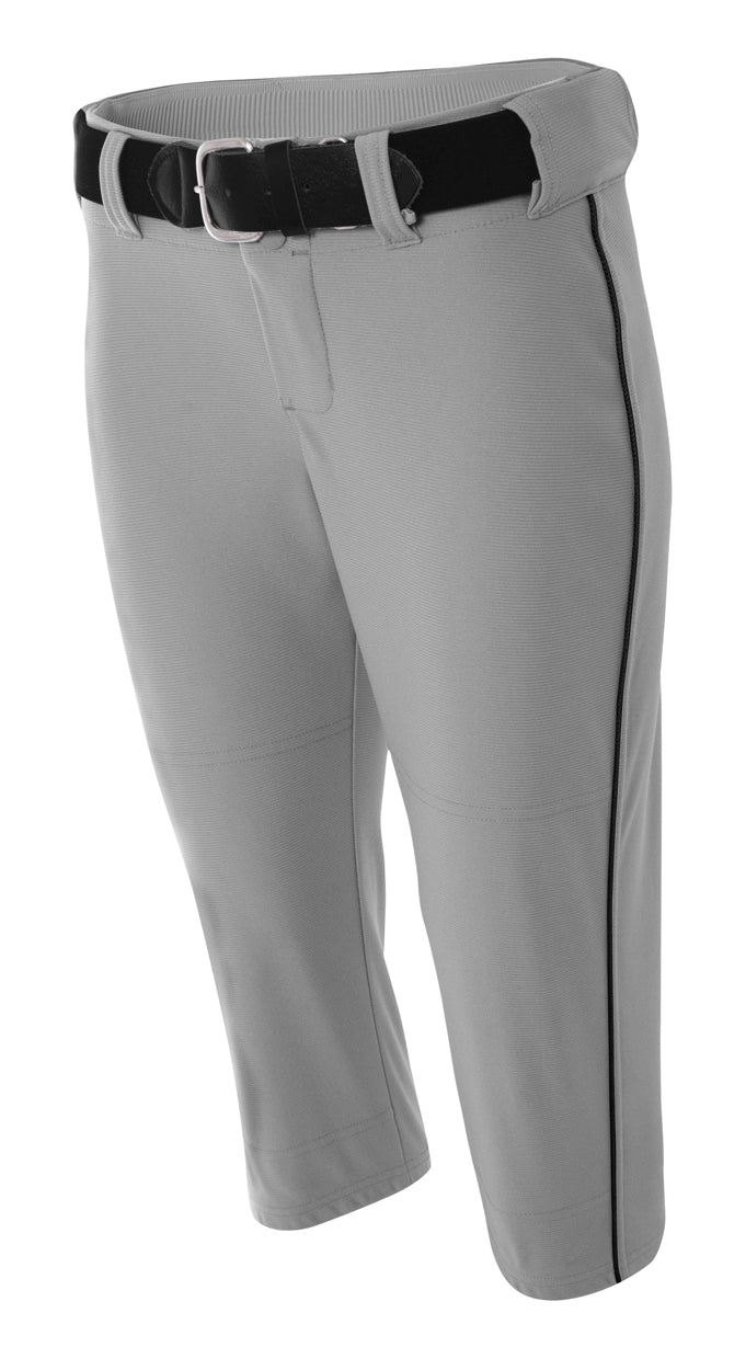 Gray/black A4 Softball Pant With Piping