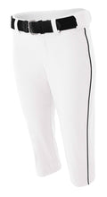 White/black A4 Softball Pant With Piping