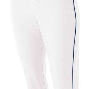 White/navy A4 Softball Pant With Piping