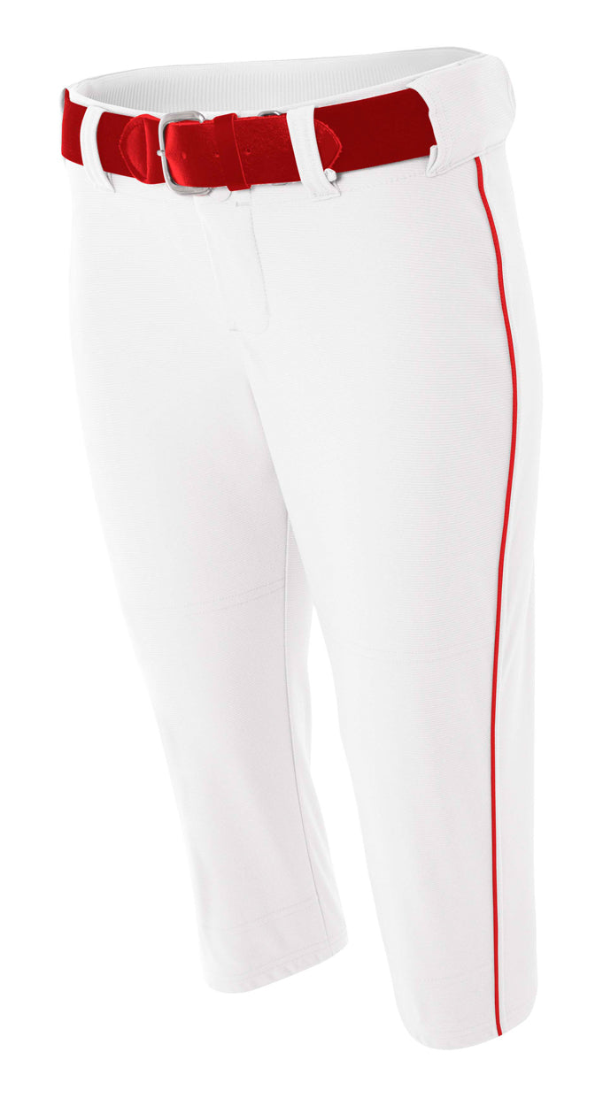 White Scarlet A4 Softball Pant With Piping