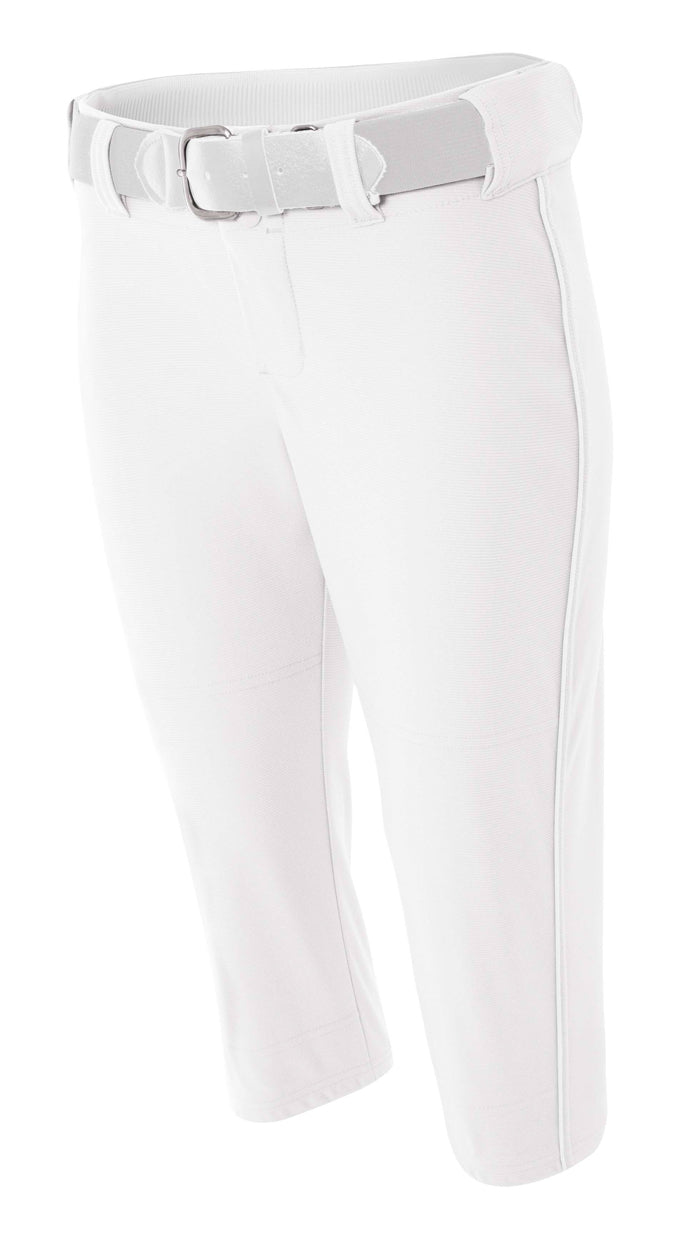 White A4 Softball Pant With Piping
